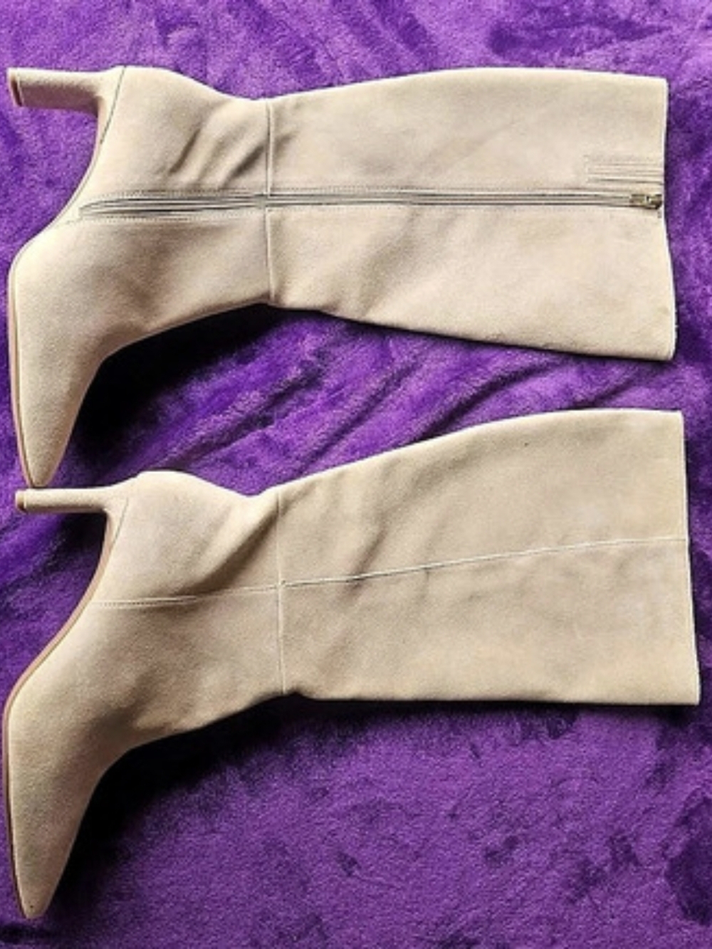 alice + olivia Over-the-knee suede boots Suede Heels in Beige NWT